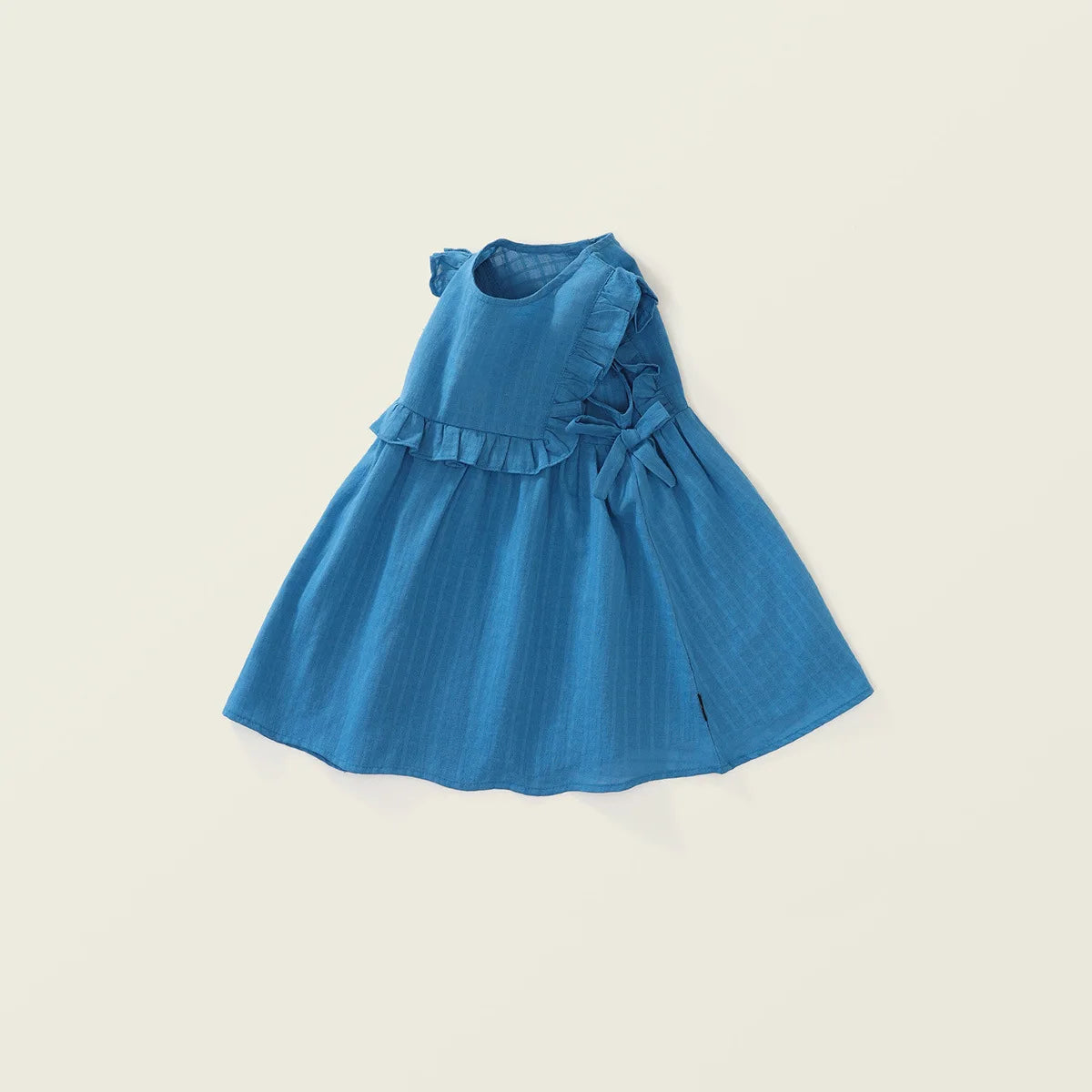 New Summer Kids Sundress Korean Style Ruffled Blue Vest Style Dress for Girls Children Sleeveless Dress 4-6Y Girls