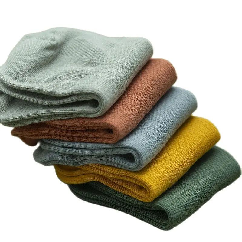 5 Pairs Summer Men's Cotton Short Mesh Harajuku Comfortable Solid Colour Casual Ankle Socks Male Net Sneaker Socks