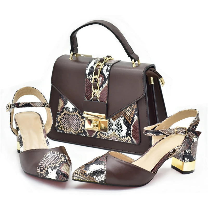 Women's Designers Italian Shoe and Bag Set for Nigerian Ladies' Luxury Party Shoes With Sexy High Heels