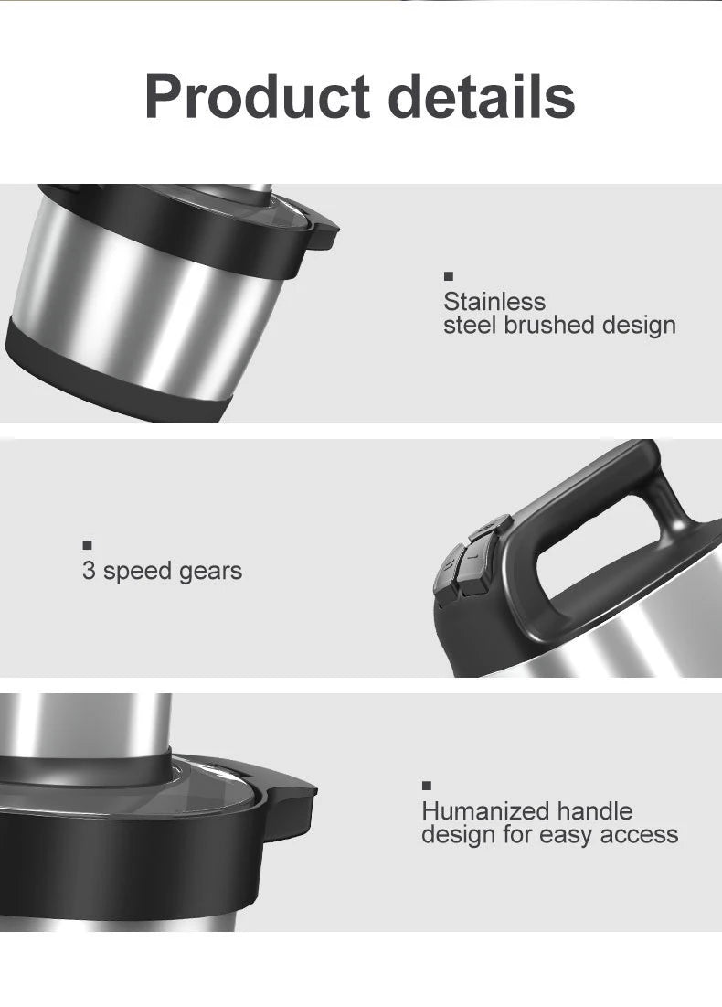 Meat Grinder Kitchen Chopper 3 Gear Electric Meat Grinders Stainless Steel Vegetable Food Processor Blender Mixer Garlic Crusher