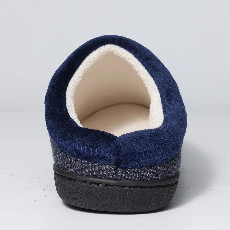 Men's Winter Warm Cotton Shoes Soft Memory Foam Casual Indoor Flat Slides Short Plush Male Fluffy Home Slippers