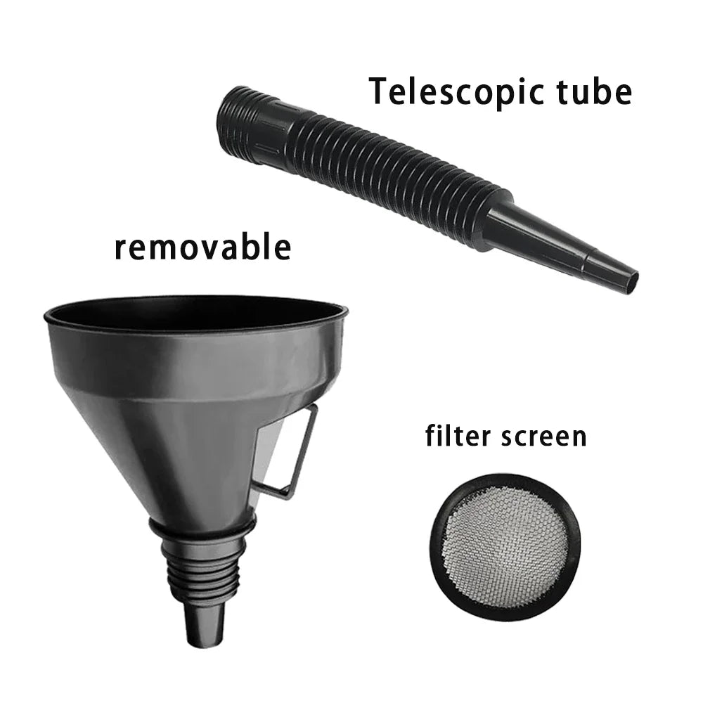 Engine Refueling Funnel with Filter for Car Motorcycle Truck Oil Gasoline Filling Strainer Extension Pipe Hose Funnels Tool