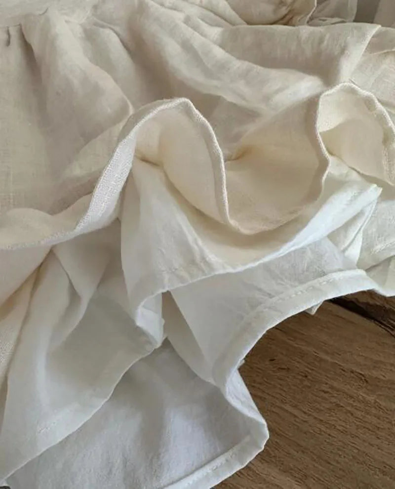 Spring Toddler Big A-line Girls Dress Linen Dress for Children Puff Sleeve Princess Kids Clothes Patchwork Dresses 2-7Y Girls