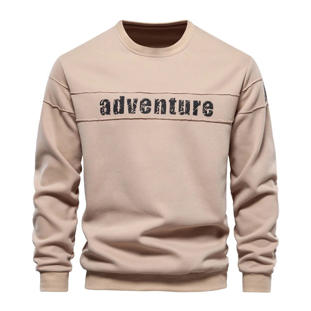 Men's Crew Neck Patchwork Printed Alphabet Sweatshirts Youth O-neck Sportswear Tops