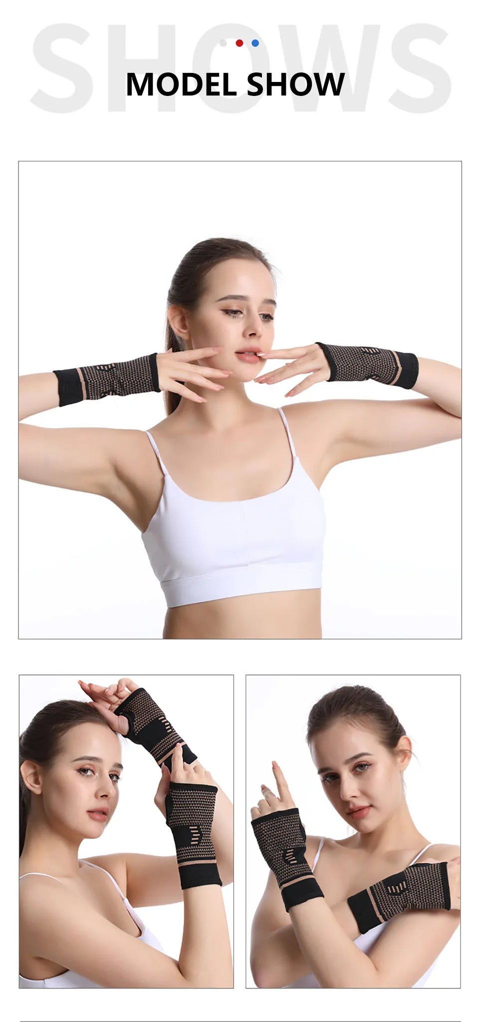 1 stuk kopervezel bracer pols elastische sportbandage polsband hand gym ondersteuning pols brace wrap tennis fitness powerlifting