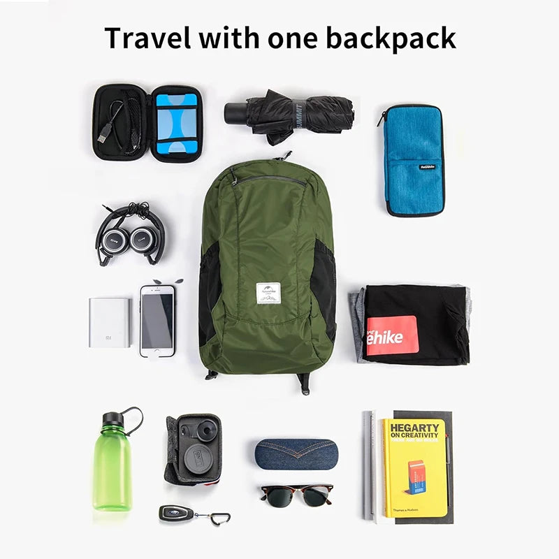 Camping Backpack 18L Capacity Portable Foldable Waterproof Shoulder Bag Men Women Outdoor Travel Hiking Backpack