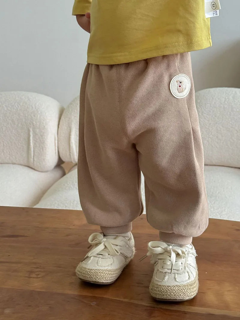 New Autumn Boys Girls Dog Baseball Uniform Cartoon Embroidered Pattern Kids Coat Fashion Children Clothes Pants 9M-5T Unisex