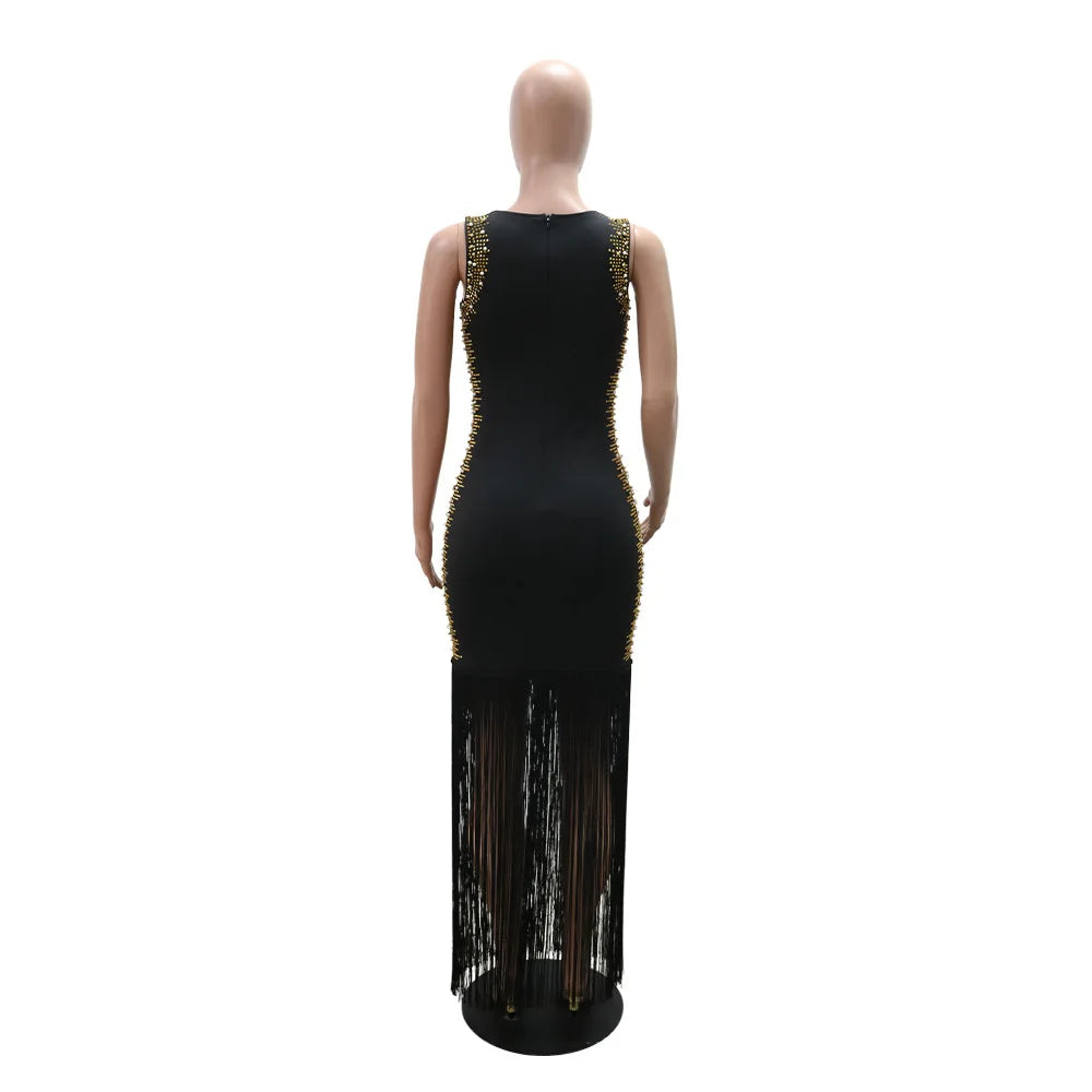 Sexy Rhinestone Beads Tassels Party Dress