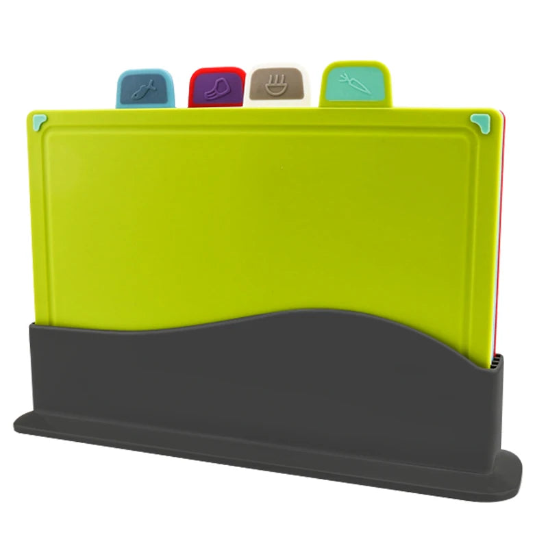 Cutting Boards with Holder 4pcs Sets for Kitchen Anti Bacterium Plastic Chopping Block Plastic Dishwasher Safe Chrismas