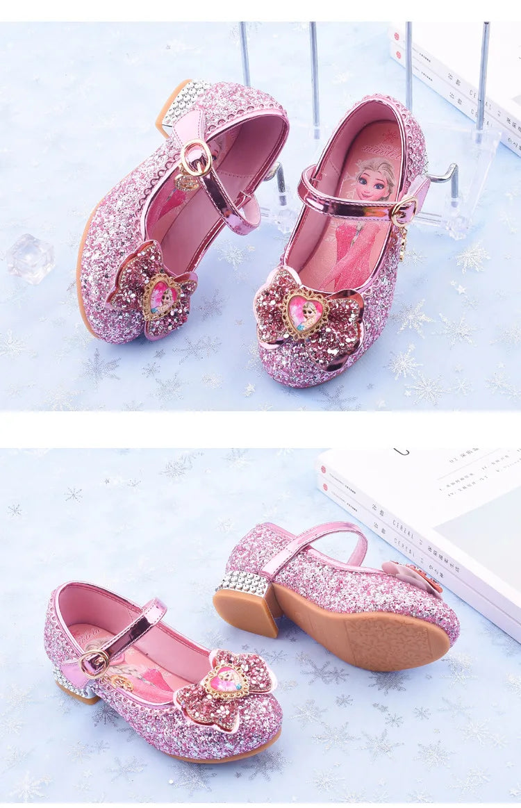 New Elsa Shoes For Girls Cartoon Leather Children Shoes Frozen Princess Kids Shoes Girl Sandals Dress Snow Queen Sandal Koreans