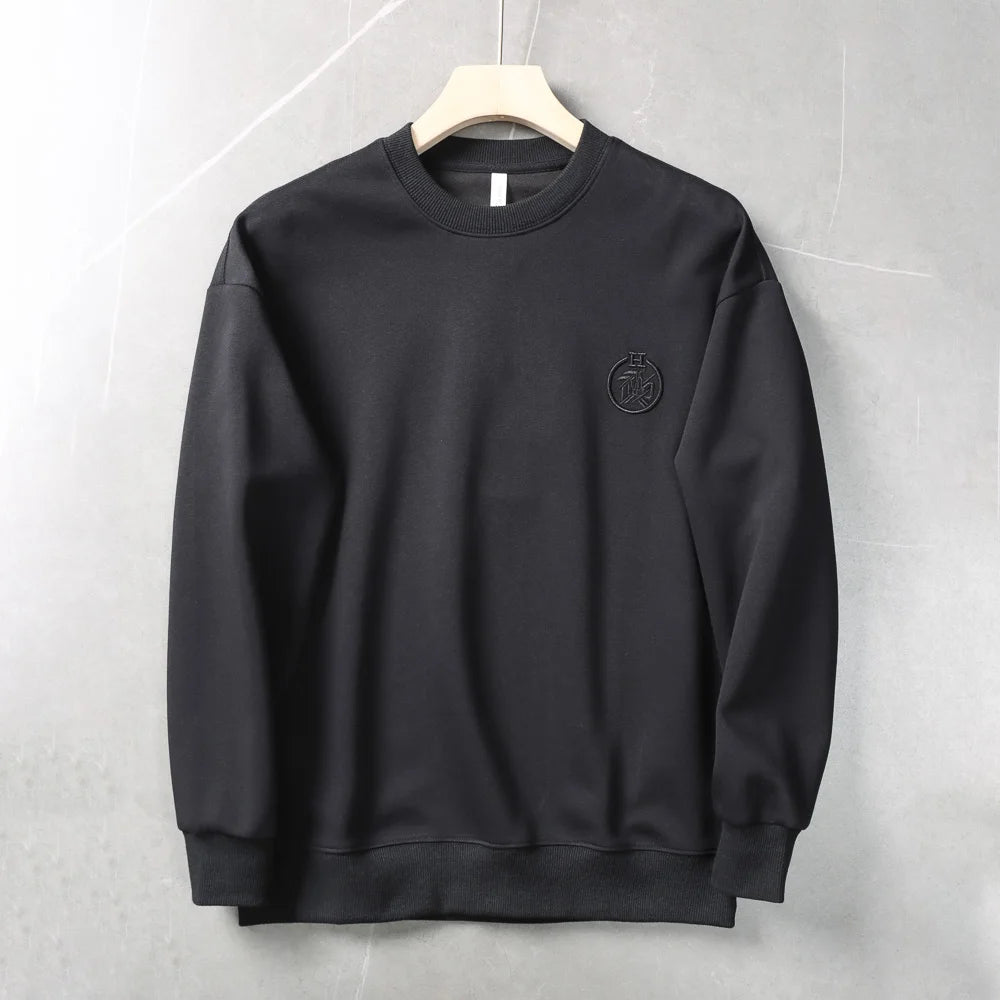 Autumn New American Retro Long Sleeve O-neck Embroidery Sweatshirts Men's Fashion Washed Old Terry Pullover Casual Sportwear