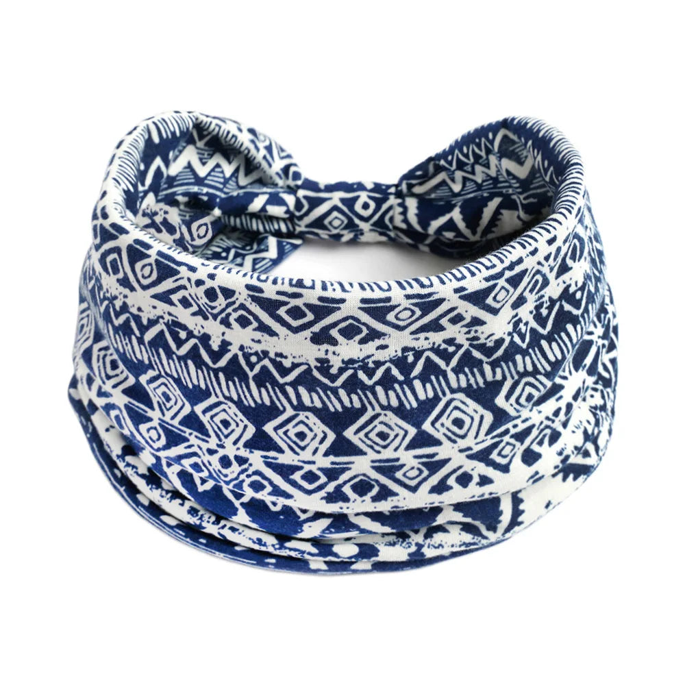Bohol Headbands Women Wide Knotted Hairbands Elastic Turban Head Bands Non-Slip Floral Yoga Sports Sweatbands Workout Head Wraps