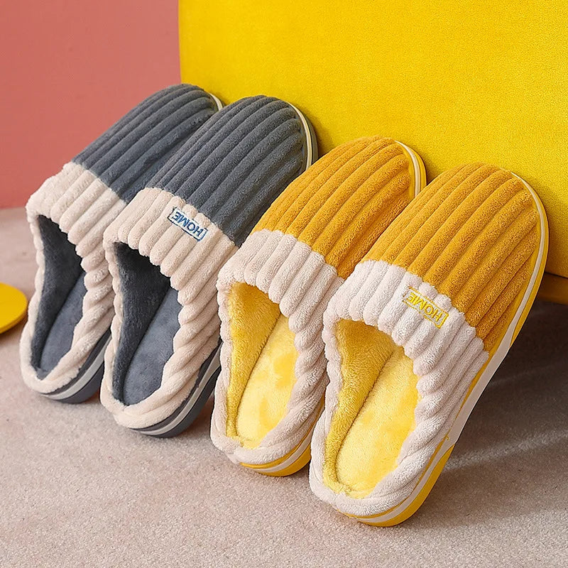 Unisex Fur Fluffy Indoor Slippers With Soft Comfy Furry Bedroom Slides and Non-Slip Plush Flat Cotton Shoes
