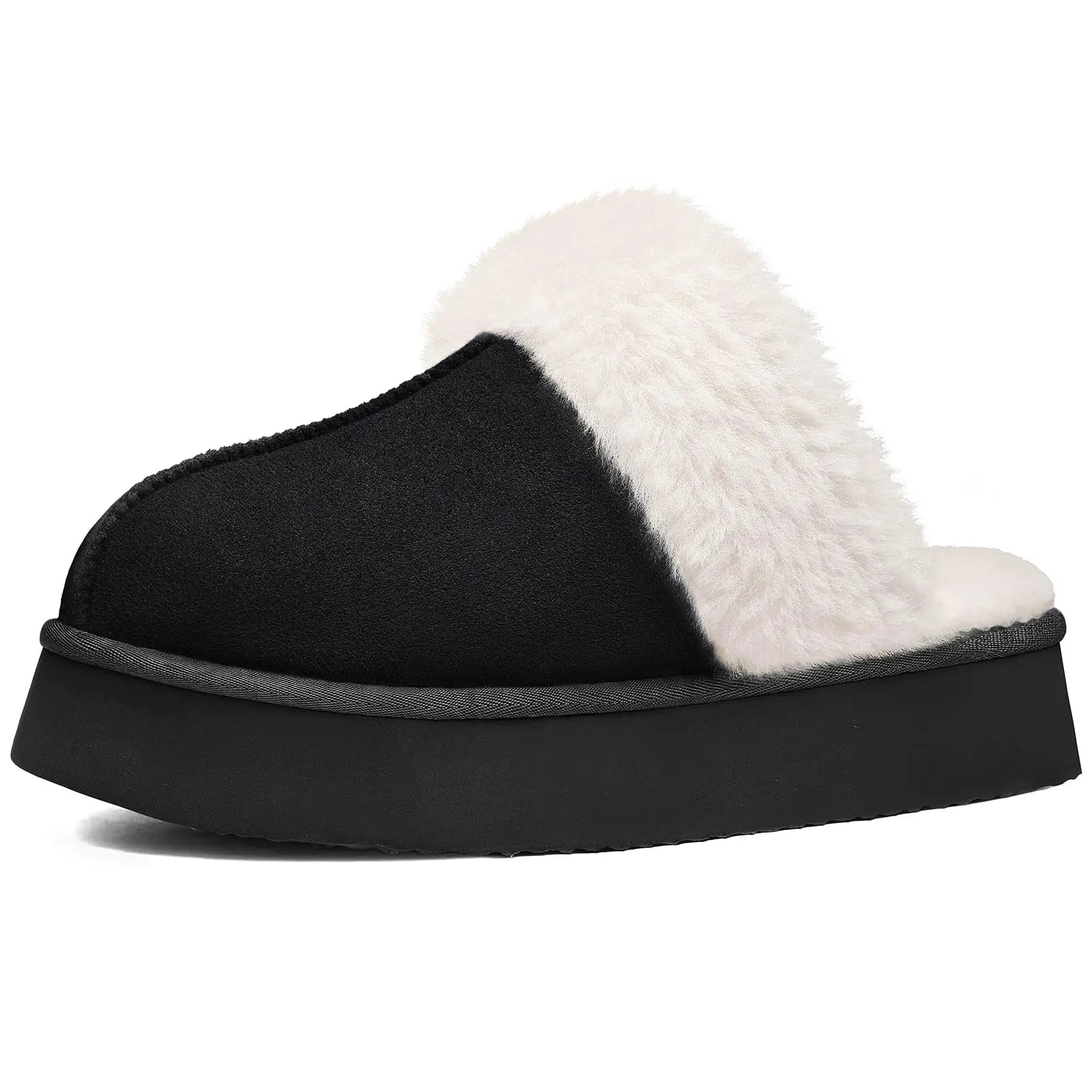 Women's Winter Warm Fuzzy Platform Shoes With Fluffy Memory Foam Suitable For Indoor Use Cosy Ladies' Fur Slides Plush Cotton Slippers