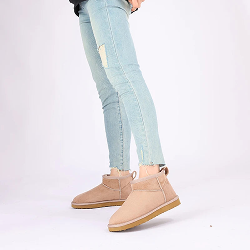 Women's Winter Snow Boots Classic Fur Plush Ankle Shoes Outdoor and indoor Use With Anti-Skid Warm Fuzzy Cotton Shoes