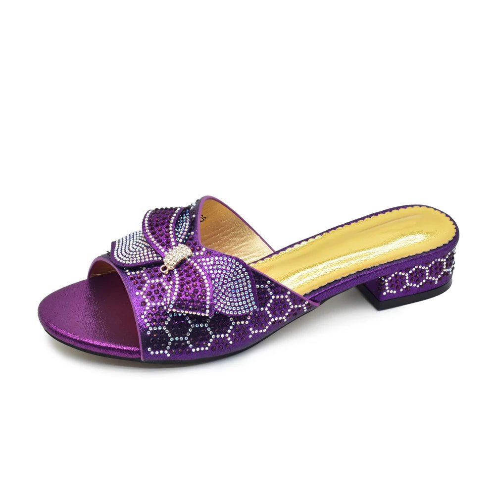 Women's Plus Size Luxury Glitter Studs Bow-tie Round Toe Classical Design Pumps With Low Heels and Rhinestone-Decorated for Ladies' Party Pumps