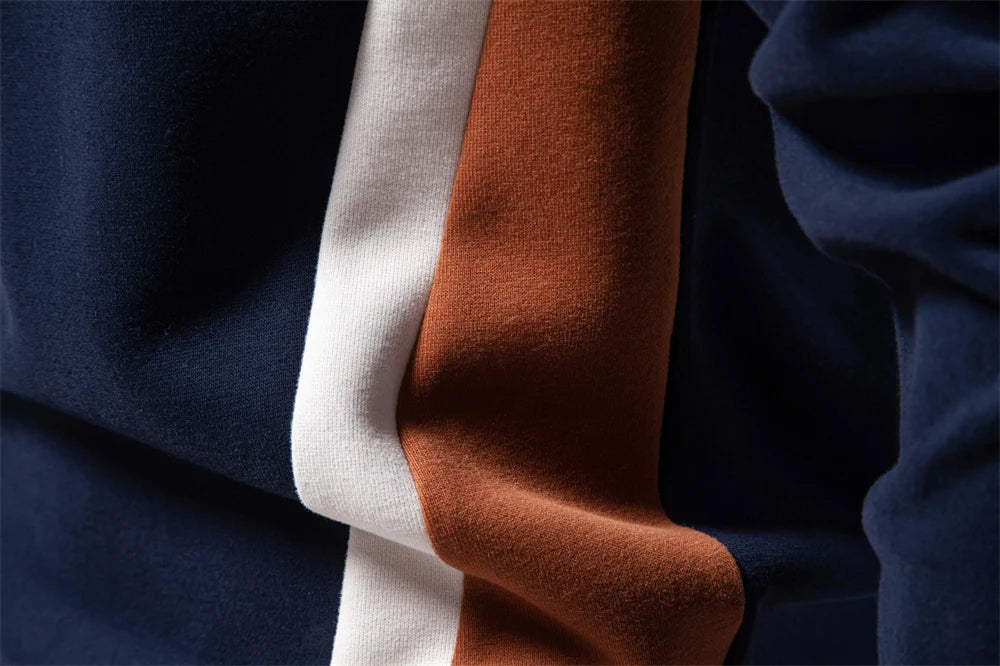 Men's Patchwork Cotton-Blend Sweatshirts - Casual Sport Round Neck Pullover Sweatshirt