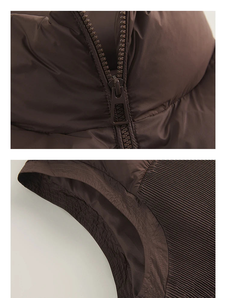 Women's Down Vest Loose Stand Collar, Solid Colour Duck Down, Sleeveless Jacket Basics Commuter For Ladies