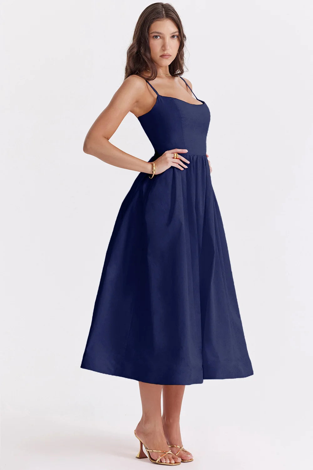 Chic Elegant Party Dresses for Women Solid Spaghetti Strap Sleeveless Long Dress Holiday Beach Sundress Robe Femme Été