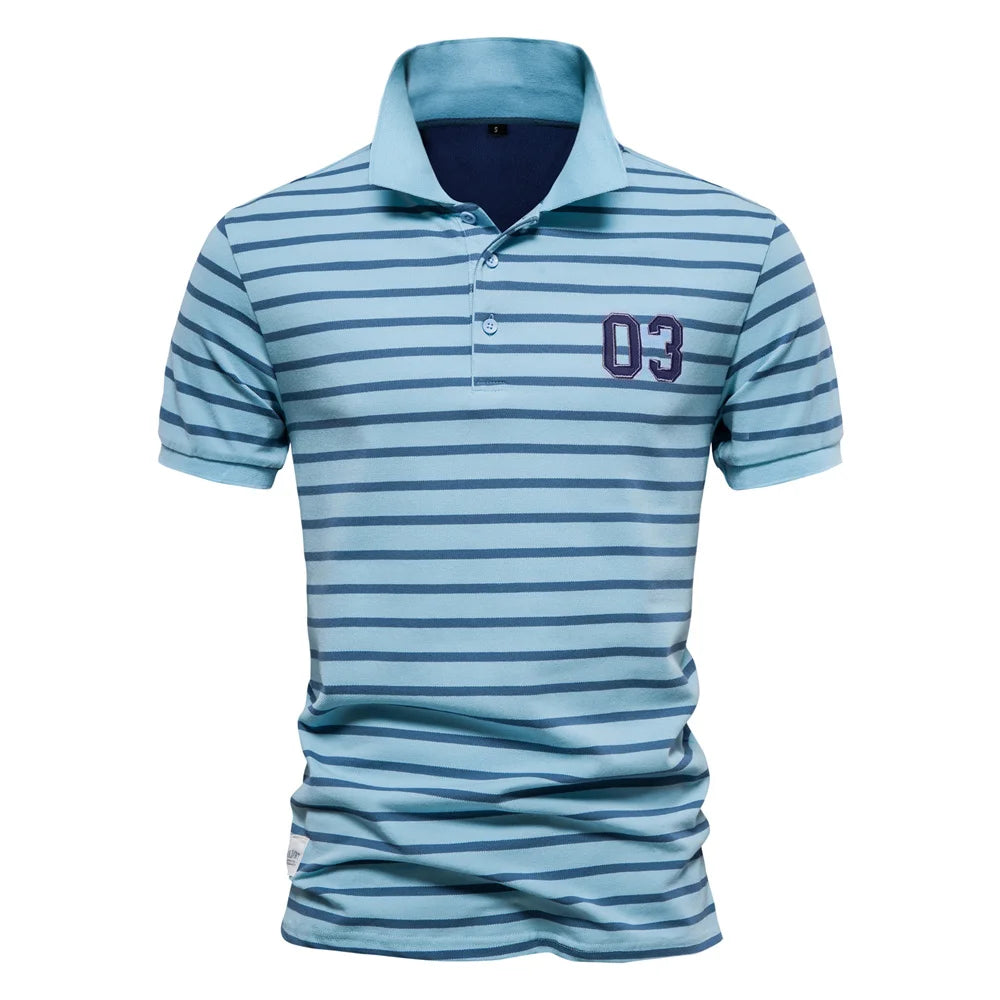 Cotton Embroidery Men's Polo Shirts Casual Striped Short-sleeved Polo Shirts for Men New Summer Polos Men Clothing