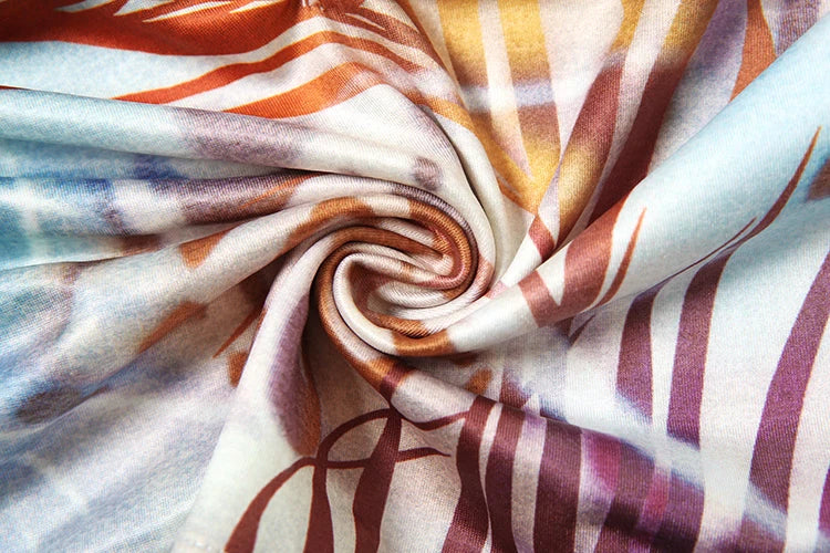 Backless Women Dress Pearl Chains Knot Wrap Summer Tie Dye Print Halter Bandage Backless Skinny Party Mini Bodycon