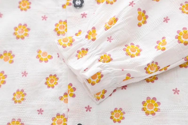 New Spring Kids Clothes Set Girls Cute Flower Blouse + Denim Overalls Children 2PCS Outwear 12-36m 4-6Y Girls