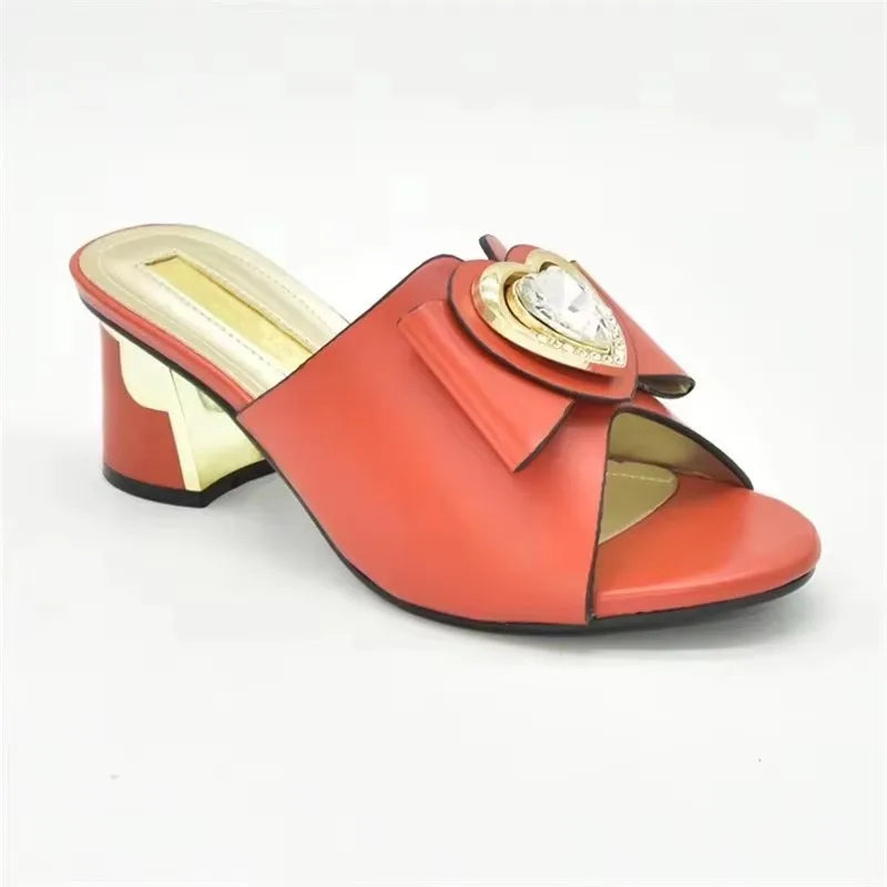 Italian Party Shoes Decorated with Big Rhinestone Women's Shoes Sexy Ladies' Open Toe Designed Pumps