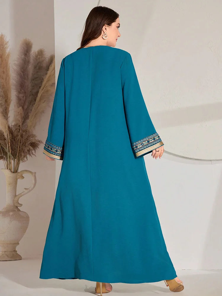 Women's Luxury Elegant V-Neck Mesh Party Evening Maxi Dresses Summer Plus Size Printed Lantern Sleeves Long Dress