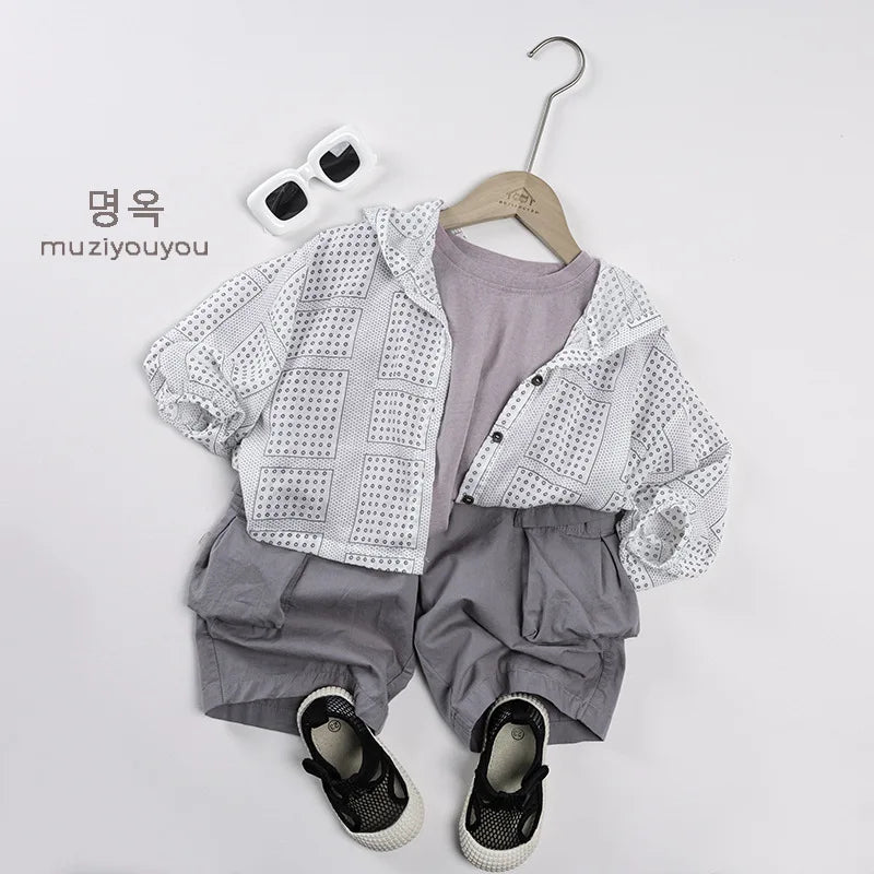 2025 Summer New Children Casual Pants Cotton Boys Versatile Cargo Pants Solid Girls Thin Loose Shorts Kids Outdoor Trousers 4-6Y Unisex