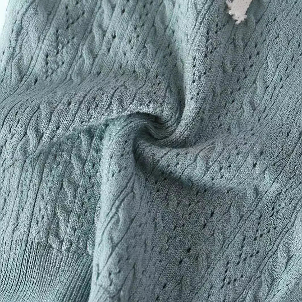 Kid's Knitted T-shirt Girls Simple Turn Down Collar Pullover Children's Thin Hollow Out Knit Short Sleeve Tee 1-6Y Girls