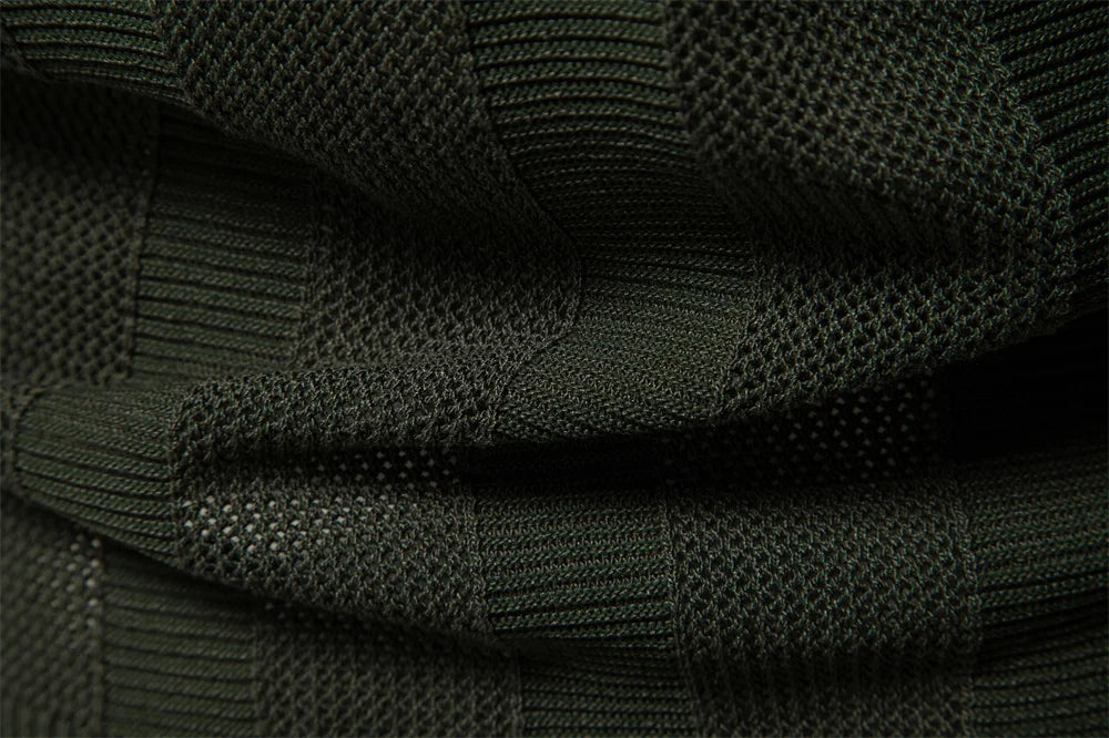 2025 Men's Solid & Striped Mesh Polo Shirt - Breathable Knit Casual Top with Turn-Down Collar