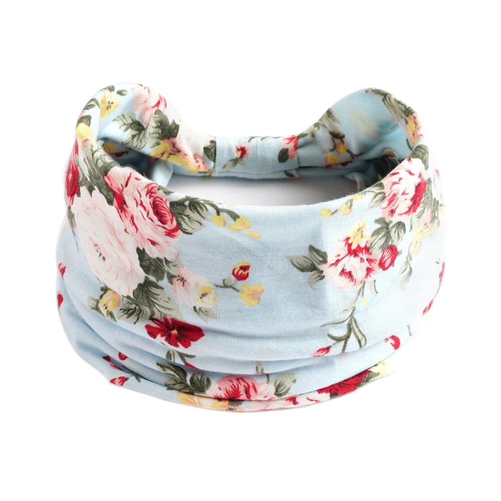 Bohol Headbands Women Wide Knotted Hairbands Elastic Turban Head Bands Non-Slip Floral Yoga Sports Sweatbands Workout Head Wraps