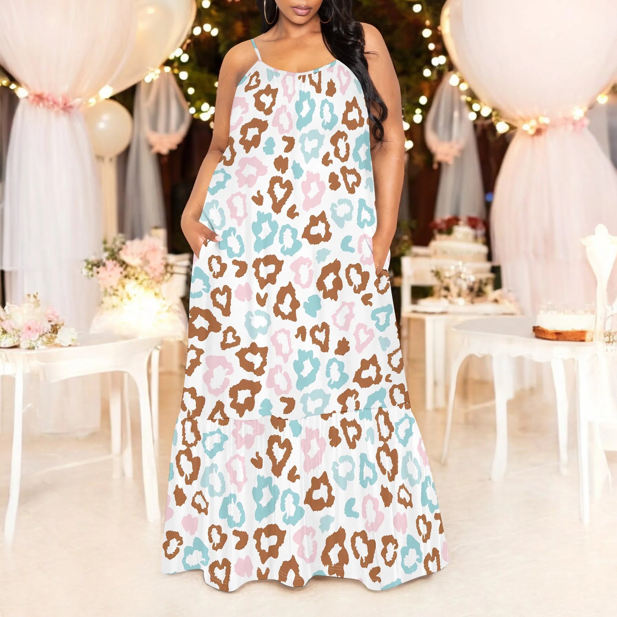 Leopard Print Off-Shoulder Maxi Dress for Women
