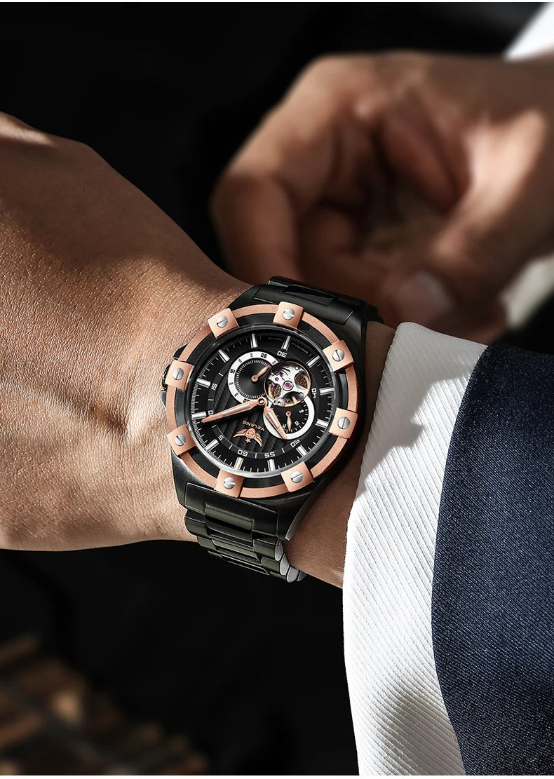 Yelang V1024 Men's 44mm Automatic Mechanical Watch Luminous 100m Water Resistant Japan Miyota 82S7 Movement Stainless Steel Band