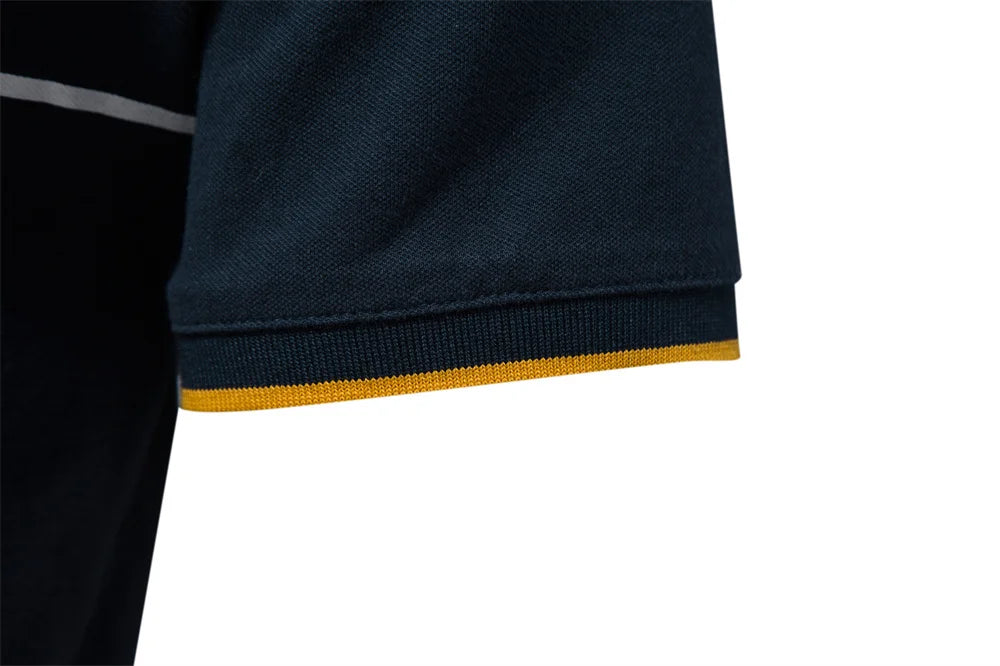 Men's Polo Shirts Cotton Short Sleeve Striped Contrast Colour Polo Shirts for Men Brand High Quality Social Polos Male