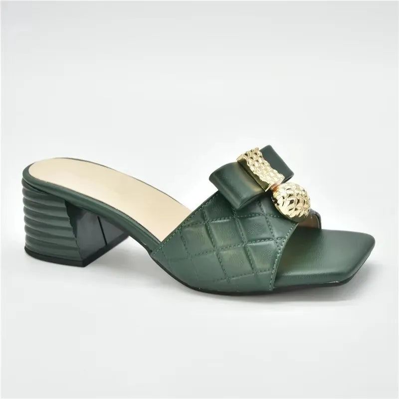 Low Heel Pumps Women Shoes Decorated with Rhinestone Slip on Shoes for Women Open Toe Women Party Shoe