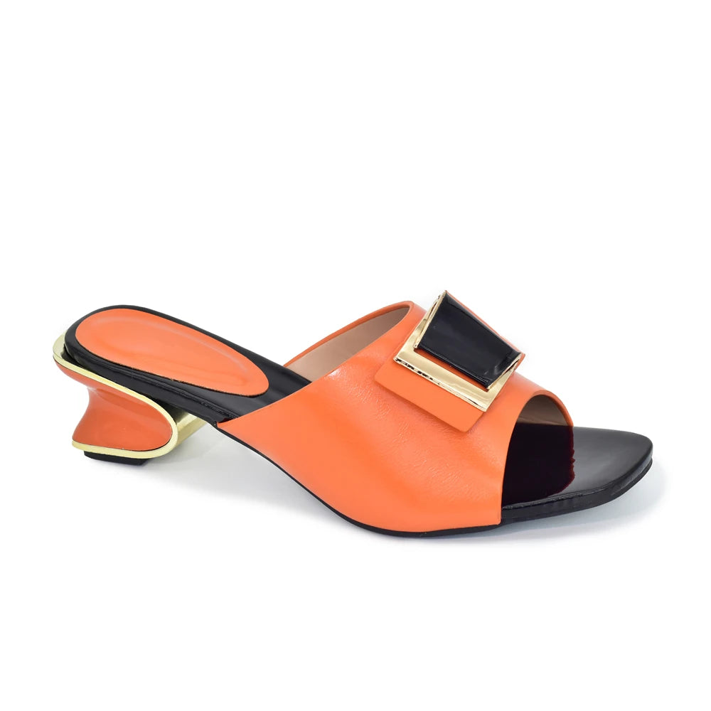 Leather Sandals Women Shoe Low Heel Sandals Fashion Casual Shoes Hot Selling Italian Style Slingbacks African Woman Slippers