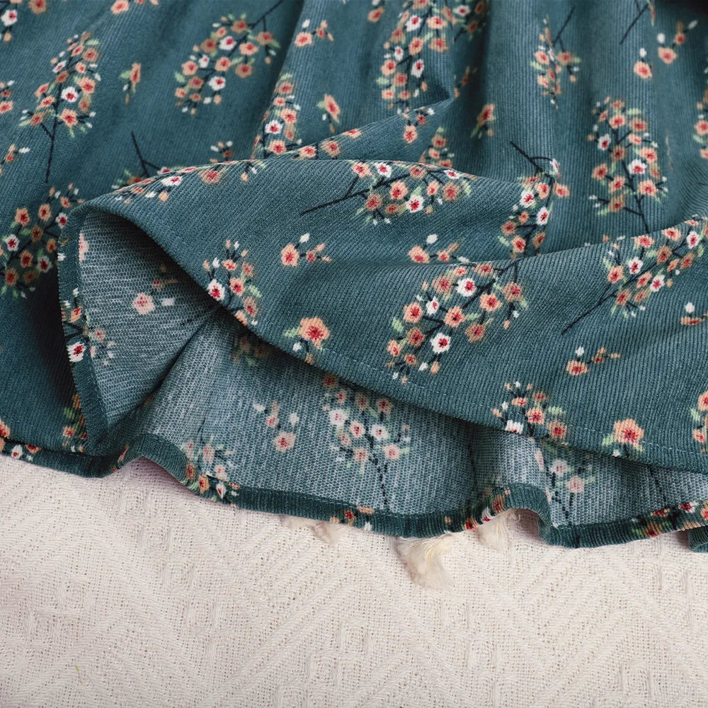 New Autumn Kids Dress 3-7T Girls Sweet Printing Floral Clothes Children Long Sleeved Thin Style Princess Dress