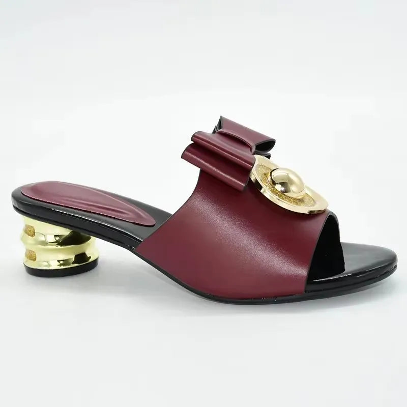 African Women Party High Heels Sexy Ladies Open Toe Slip-On Shoes Decorated with Rhinestone Plus Size for Ladies