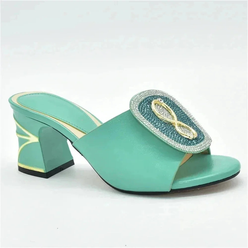 Ladies Bridal Wedding Nigeria Shoes with Rhinestones Italian High Heels Wedding Slippers Italian Women Party Pumps