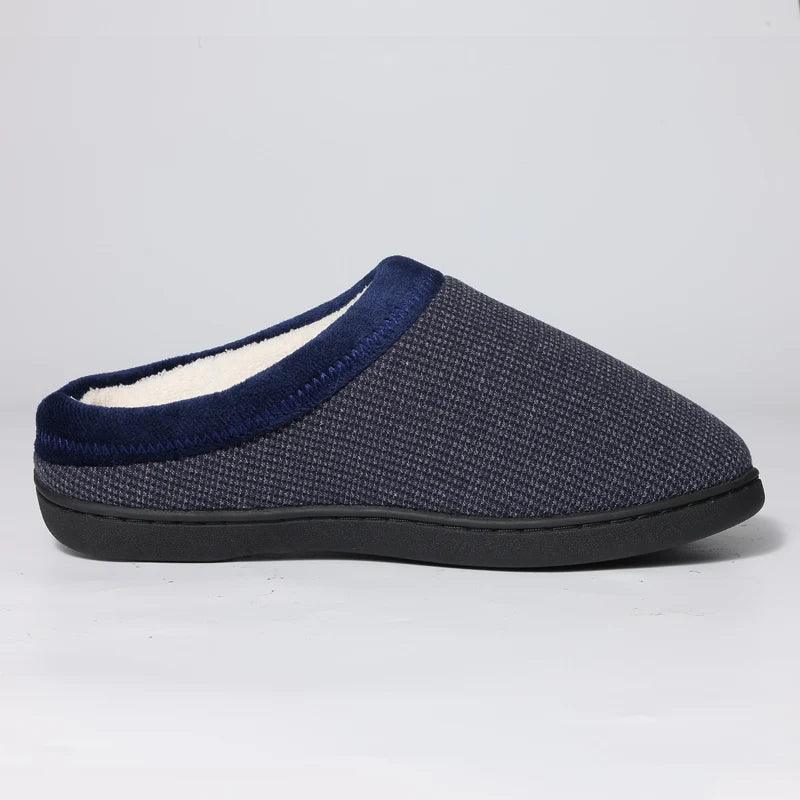 Men's Winter Warm Cotton Shoes Soft Memory Foam Casual Indoor Flat Slides Short Plush Male Fluffy Home Slippers