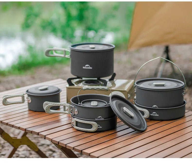 Portable Camping Cookware Set Outdoor Frying Pan Kettle Collapsible Picnic Tableware Kitchenware Furniture