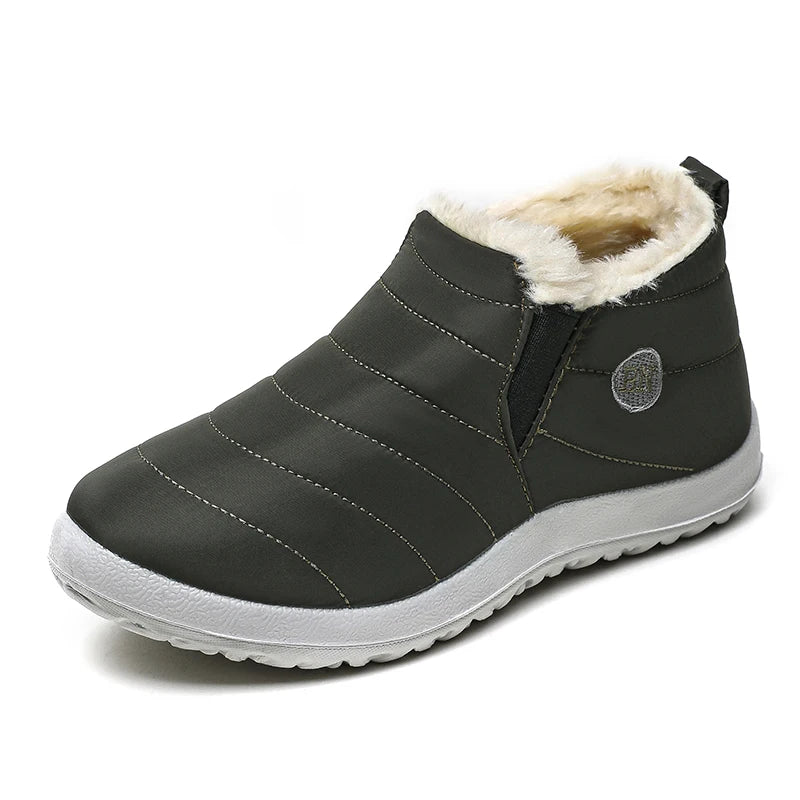 Men's Warm Snow Boots Plus Size Winter Boots Slip-On Waterproof Male Ankle Footwear & Working Shoes