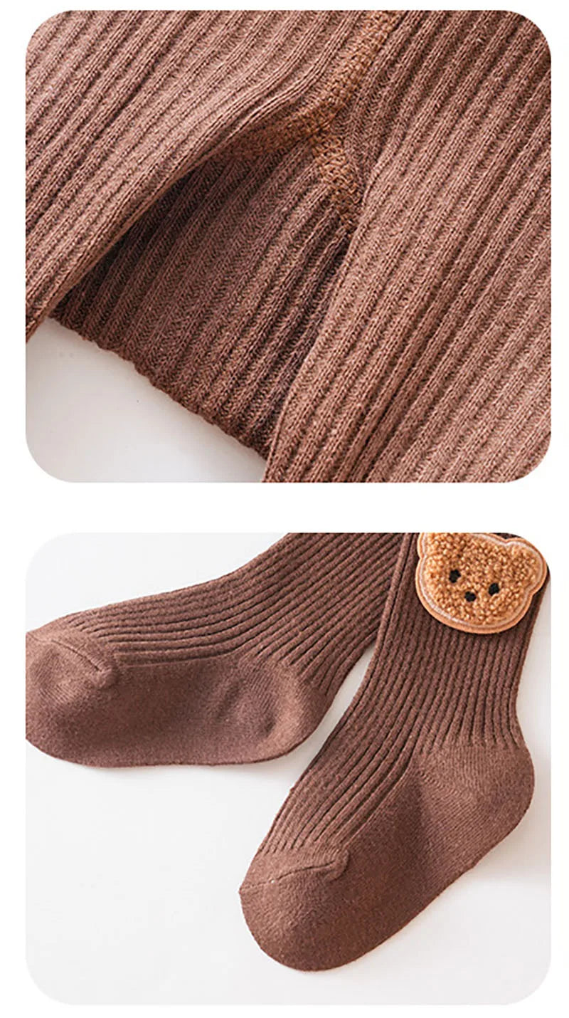 New Autumn Kids Pantyhose Children Cartoon Bear Leggings Girls Outwear Render Pants Girls