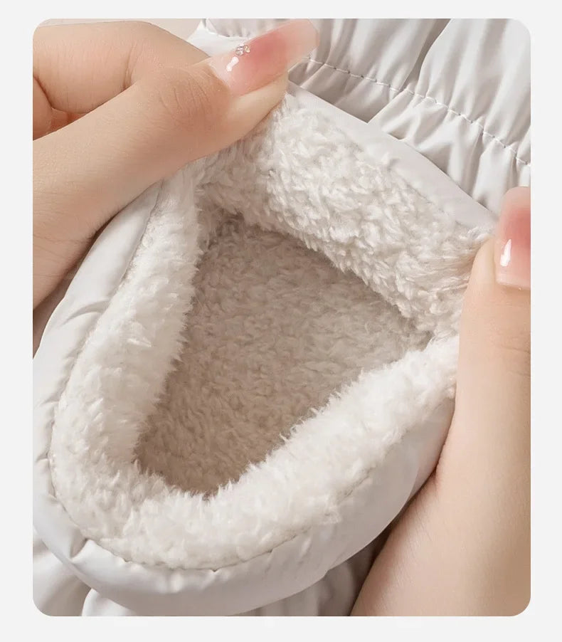 Women's Winter Warm Flat Slippers With Soft Fluffy Cosy Cotton Thick Bottom and Non-Slip Sole Suitable For Home and Outdoor Use Ladies Shoes