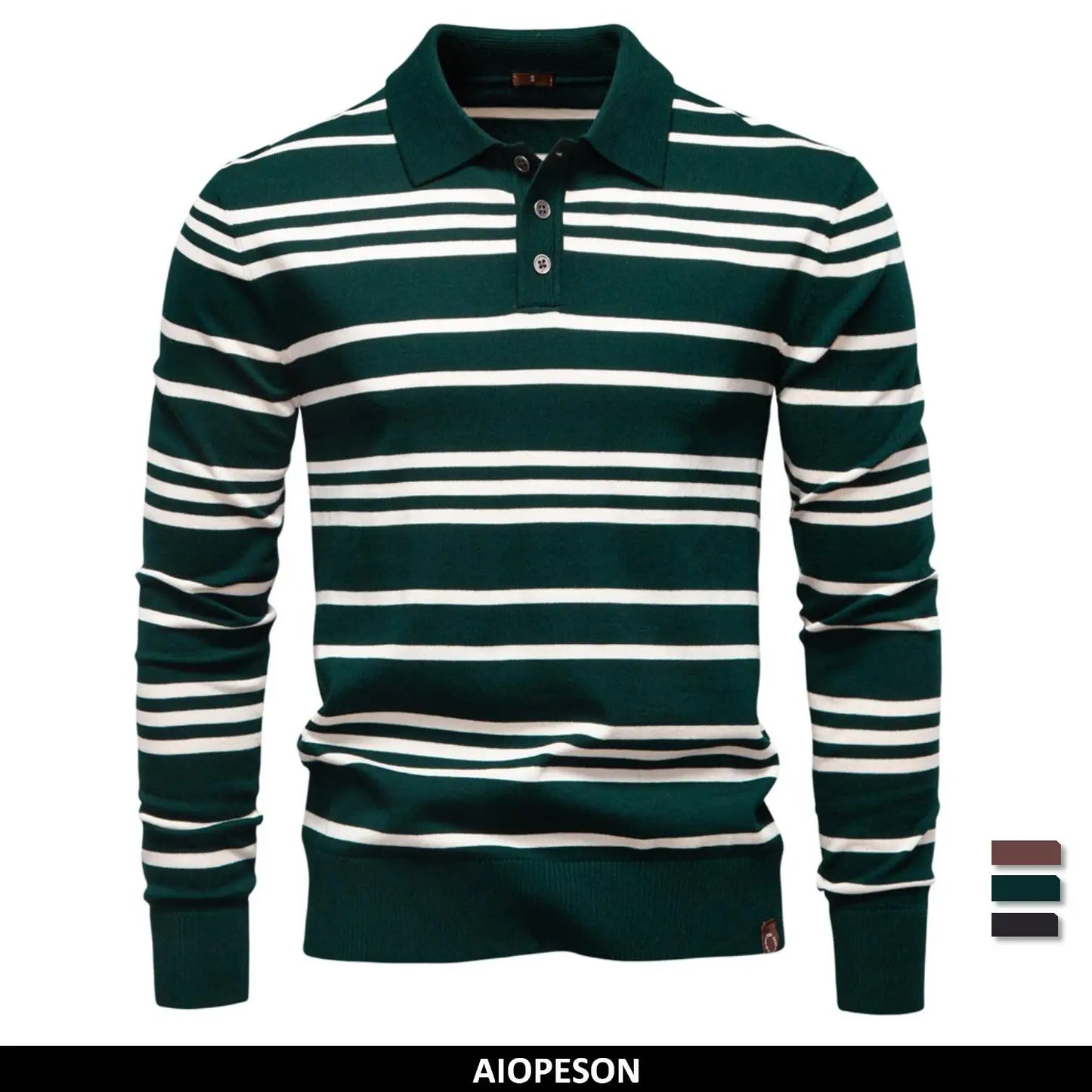2025 Men's Block Henley Polo Colour Striped Long Sleeve Shirt Autumn Designer Social Business Male Polos