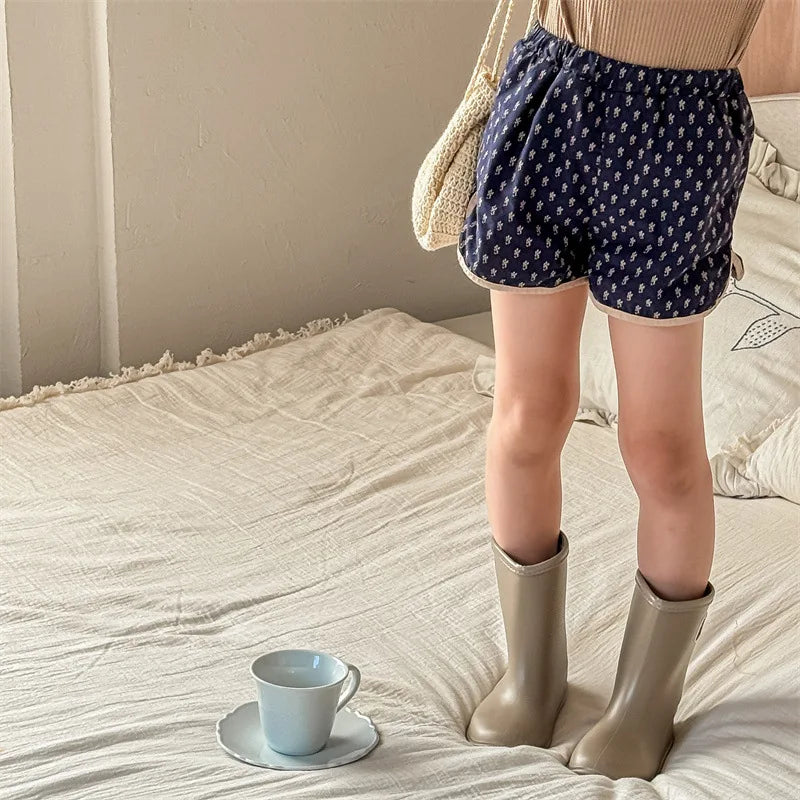 2025 Summer New Baby Girls Cute Floral Shorts Children Loose Cotton Shorts Versatile Kids Print Casual Shorts Toddler Clothes 4-6Y Unisex
