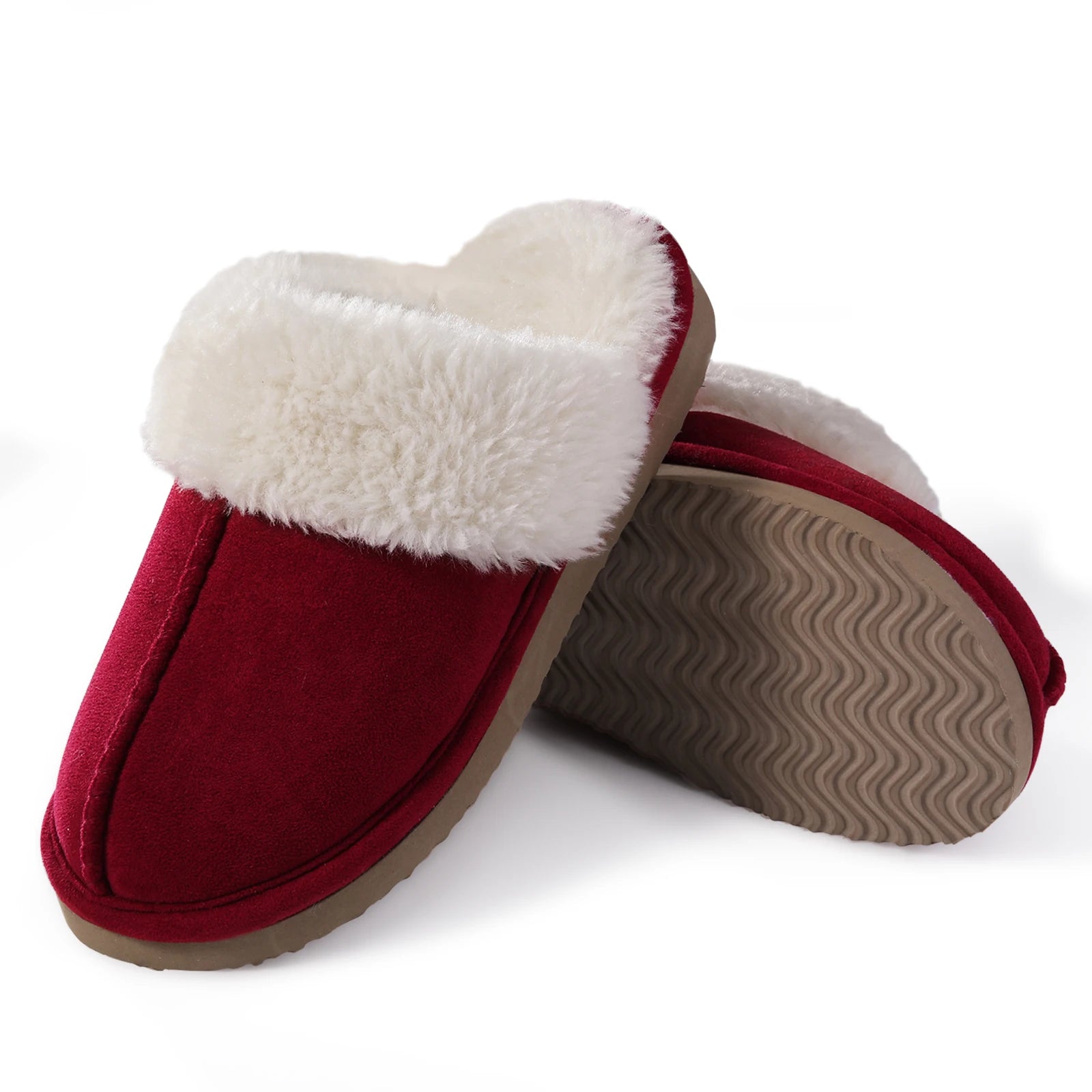 Unisex Winter Fur Slippers Home Suede Mules Short Plush Slippers For Indoor Warm Cosy Fuzzy Flats Slides For Men & Women