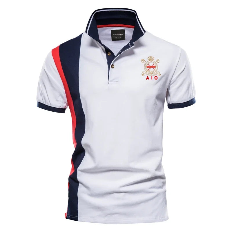 100% katoenen poloshirt met badge-borduurwerk voor heren, korte mouwen, patchwork herenpolo's, zomerkleding van kwaliteitsmerken voor heren