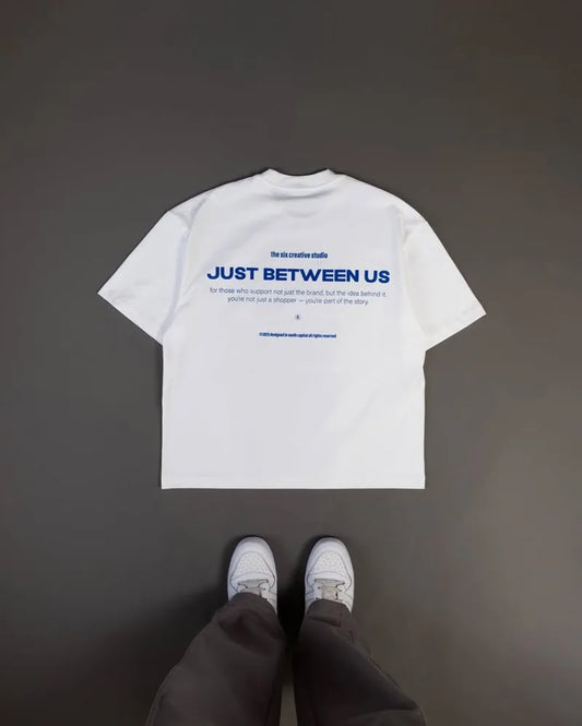 Unisex Just Between Us Letters Print 100% Cotton T-Shirt Men Y2K Summer Short Sleeve Oversize T-shirt Streetwear Tops